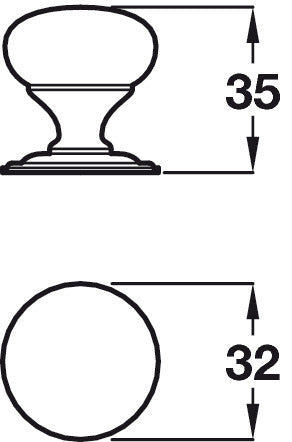 Rugby Knob Brass Pol Nickel D32x35mm