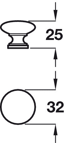 Corrine Knob Brass Pol Brass D32x25mm