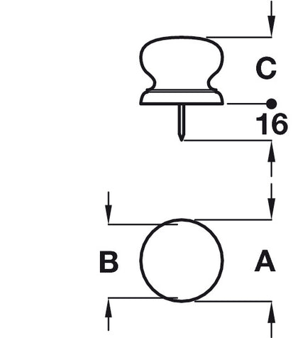 Knob Unfinished Beech w Screw D25x20mm