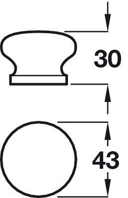 Knob Light Oak Stained/Lacq D43x30mm