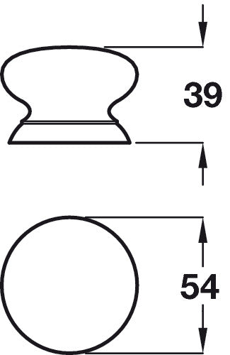 Knob Unfinished Oak D54x39mm