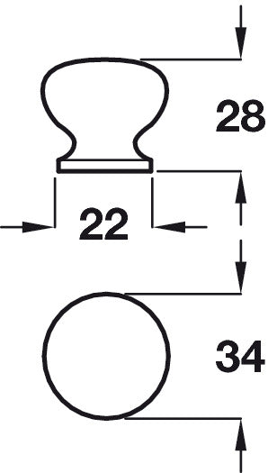 Knob Unfinished Oak D34x28mm