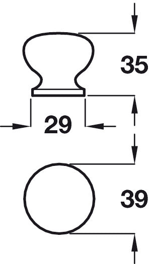 Knob Unfinished Oak D40x35mm