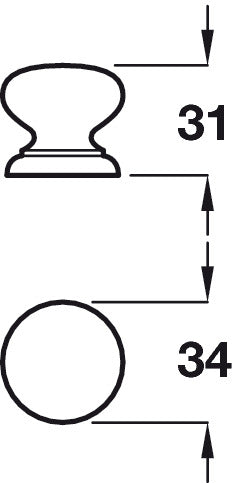 Knob Unfinished Oak D34x31mm
