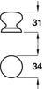 Knob Unfinished Beech D34x31mm