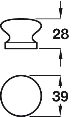 Knob Unfinished Oak D39x28mm