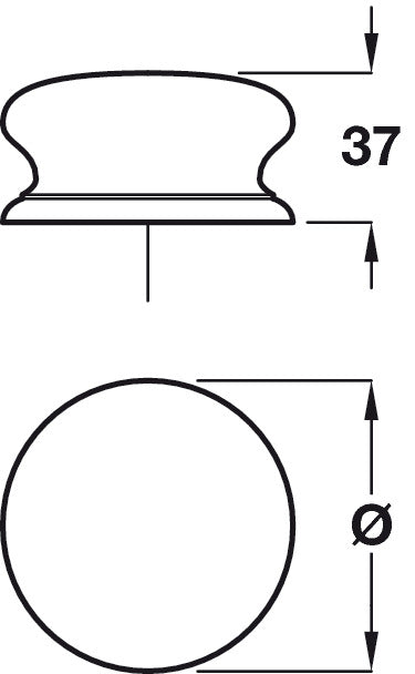 Knob Unfinished Oak D50x37mm