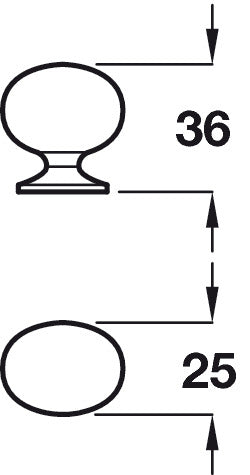 Oval Knob ZA SS Effect 25x36mm