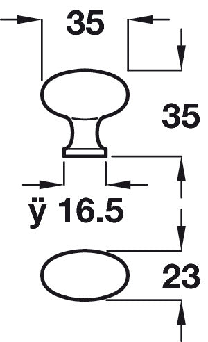 Cleo Knob ZA SS Effect D35x23x35mm