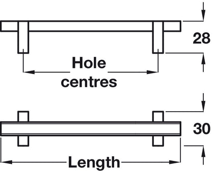 Bar Hdl Alu PC/Alu Col Centre 192mm cc