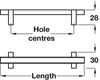 Bar Handle Alu Pol Chr Alu Col 256mm cc