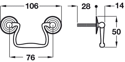 Cotswold Drop Hdl Brs Brz/Bru 76mm cc