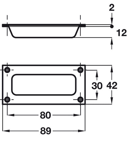 Inset Hdl Brass Sat Chrome 89x42mm