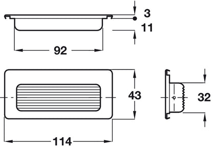Inset Hdl Brass Pol Chr/Matt 114x43mm