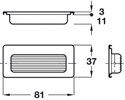 Inset Hdl Brass Pol Chr/Matt Blk 81x37mm