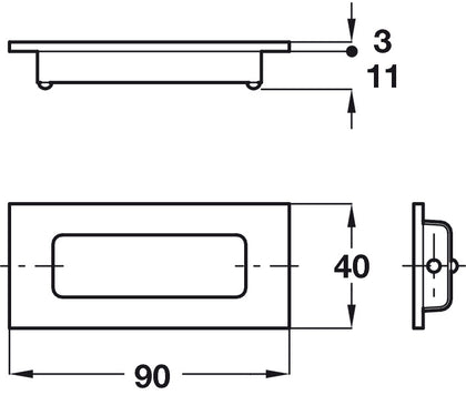 Inset Hdl Brass SNP 90x40x14mm