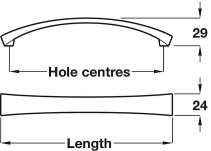 Taper Bow Hdl Cast Iron 213mm 192mm cc