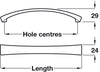 Taper Bow Hdl Cast Iron 213mm 192mm cc