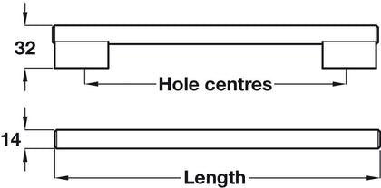 Laurel Bar Hdl ZA Feet/SSE Bar 160mm cc