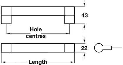 Chelsea Bar Hdl ZA/SSE D22mm 512mm cc