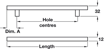 Beswick Bar Hdl St/Brs PC D12mm 334mm cc