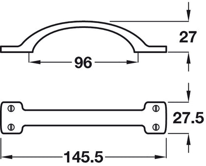 D Pull Hdl w Mock Screw ZA M.Nkl 96mm cc