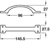 Fabian Bow Handle ZA Pewter 96mm cc