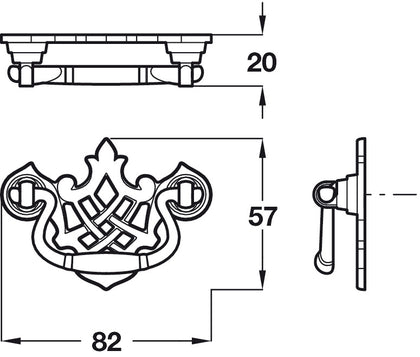 Caxton Drop Hdl ZA Bronze/Brushed 82mm
