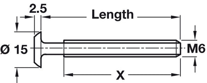 Connecting Bolt Flat End M6x15mm St Brz