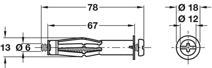 Fischer HM6 Metal Cavity Fixing D12x65mm