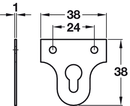 Mirror Plate 38x38mm Keyhole St Nickel