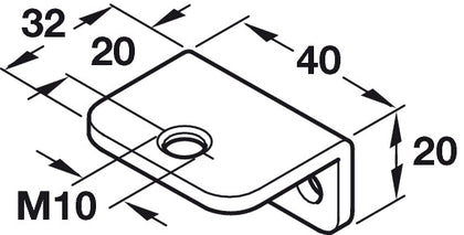 Screw On Bracket M10 L Shape Galv St