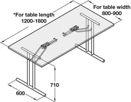 Fold Table Fit T-Frame 720mm Straight PC