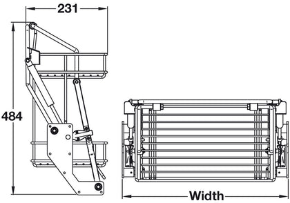 Pull Down 2-Tier Wire Shelf Gas 500mm CP