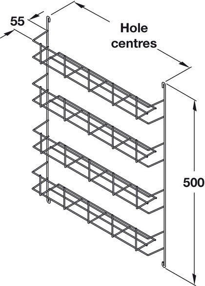 Spice/Pack Rack 4-Tier Linear 500x55mm