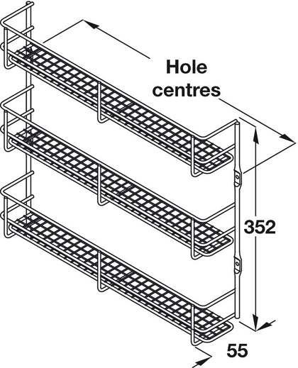 Spice/Pack Rack 3-Tier Mesh 300x55mm