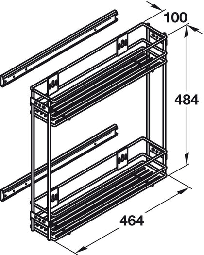 PO Baskets 2-Tier 150mm UH Linear Chrome