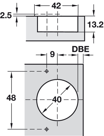 95D Hinge Slide Sprung 40 SF Inset