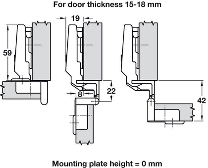 Nexis 270D Hinge ExAxle 30 Slide 15-18mm