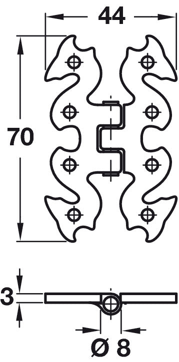 Decorative Hinge Black 44x70mm