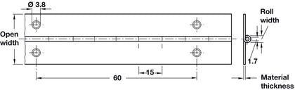 Piano Hinge Straight 40x0.7x710mm St NP