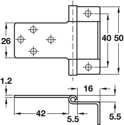 Cranked Flush Hinge 50mm St FB