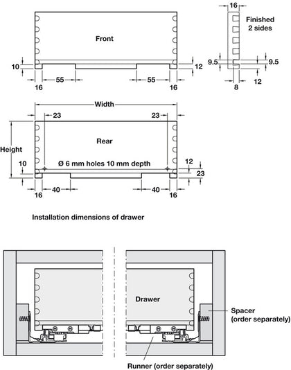 Oak Drawer Assem InFrame 440/90/500mm