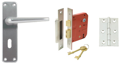 Lever Hdl Set Straight Lock Alu Sat BOM