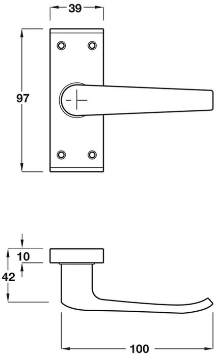 Lvr Hdls/Plt 39x97mm Latch Alu SAA