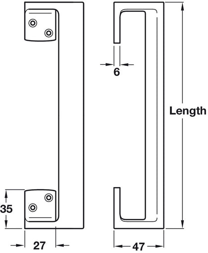 Cranked Pull Hdl FF 305mm cc Alu SAA