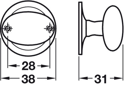 Plain Inside Thumbturn 38x31mm Brass PB