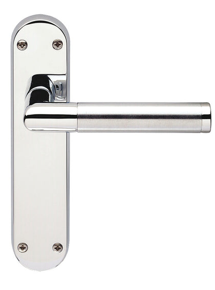 Mitred Lever Hdls/Plt Latch Brass P/SC