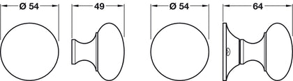Rim Mush Knob Set D54x49/64mm ZA SN