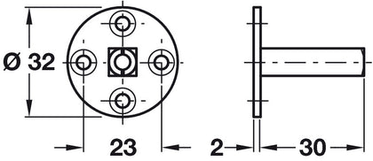 Taylors Spindle D32x30x8mm Sq BZP